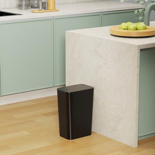 Paquete de 3 Botes de Basura Delgados N. NETDOT con Tapa de 10 Litros - Negros