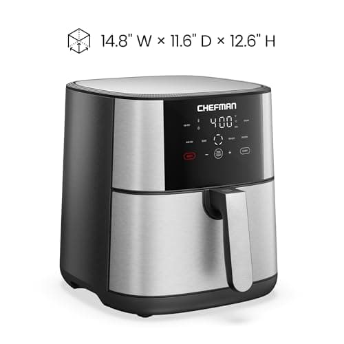 Chefman Air Fryer 8 Qt | TurboFry® 4-in-1 with 450°F Hi-Fry Option for Crispier Results | Bake, Dehydrate, Frozen | XL Nonstick Dishwasher-Safe Basket | Stainless Steel thumbnail 7