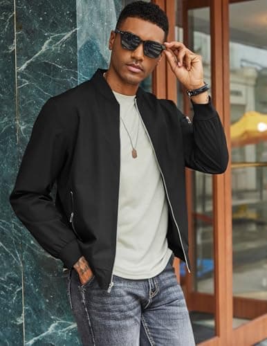 COOFANDY Men's Bomber Jacket Casual Lightweight Jackets With Zippered Pocket Fashion Stylish Spring Fall Windbreaker M