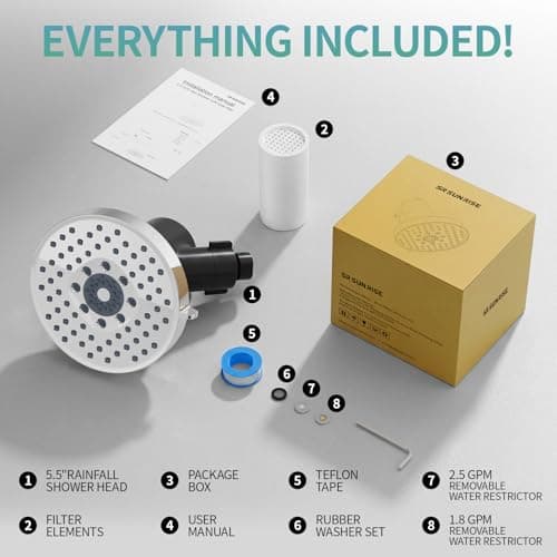 SR SUN RISE 5.5 Inch Filtered Shower Head with Filters,6 Spray Modes,Chrome thumbnail 9