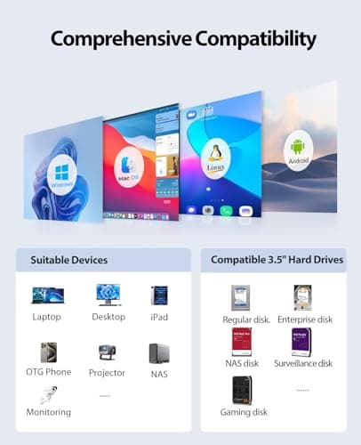 ORICO USB 3.0 Hard Drive Enclosure 4 Bay External Direct Attached Storage Max up to 88TB with Tray Lessing and Safety Lock for 3.5 inch SSDs HDDs ( Alluminum Alloy) -9848U3 thumbnail 6