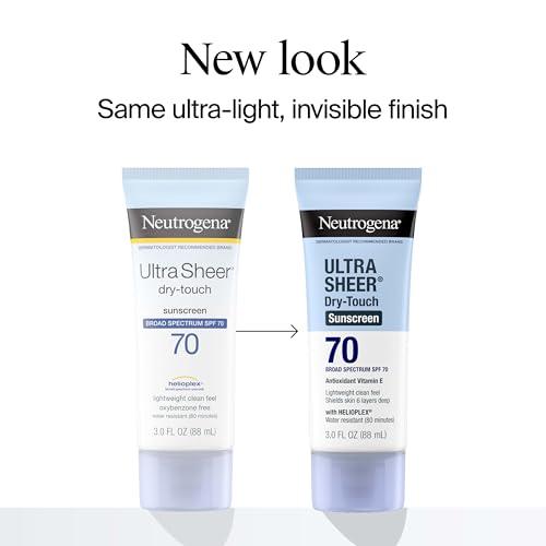 Neutrogena Ultra Sheer Dry-Touch Sunscreen Lotion SPF 70, Broad Spectrum, Water Resistant 80 Min, Oil-Free, Oxybenzone-Free, Non-Comedogenic, Matte Finish, Body Sunscreen, Travel S thumbnail 2
