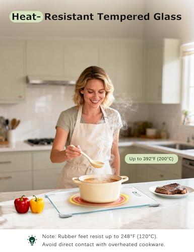 Set Tabla de Cortar de Vidrio Templado 12x16, Antideslizante y Resistente, Incluye Accesorios