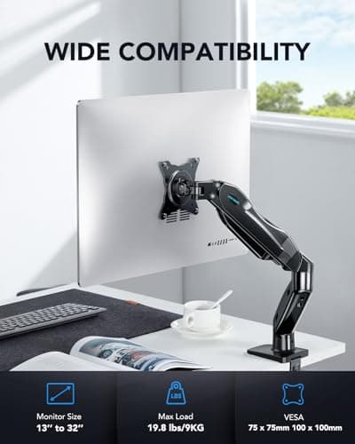 Miniatura de Soporte HUANUO FlowLift™ para 1 Monitor (13-32"), Brazo Ajustable VESA con Base Dual 2