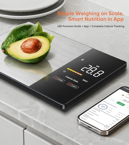 Báscula de Cocina Inteligente KUAIVO con Pantalla LED y Seguimiento Nutricional