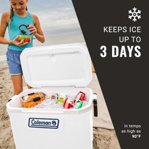 Coleman Classic Series 52qt Marine Cooler, Fully Insulated Lid & Body Keeps Ice up to 3 Days, Holds up to 80 Cans thumbnail 2