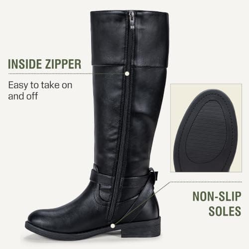 Botas Altas Jeossy Negras con Hebilla para Mujer, Talla 8