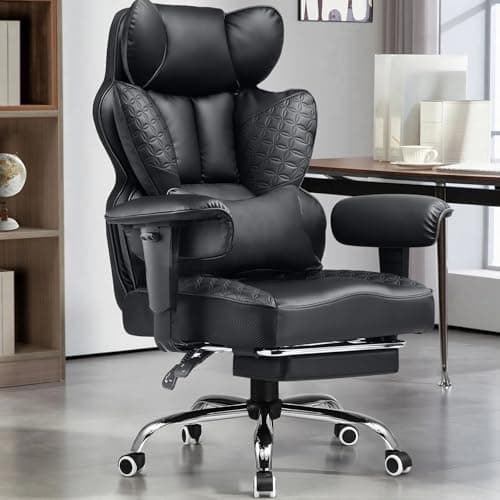 GTPLAYER Big and Tall Gaming Chair 400lbs Heavy Duty Office Chair with Foot Rest & Ergonomic Pocket Spring Lumbar Support, High Back 3D Saddle Shaped Cushion for Back Pain Relief, 