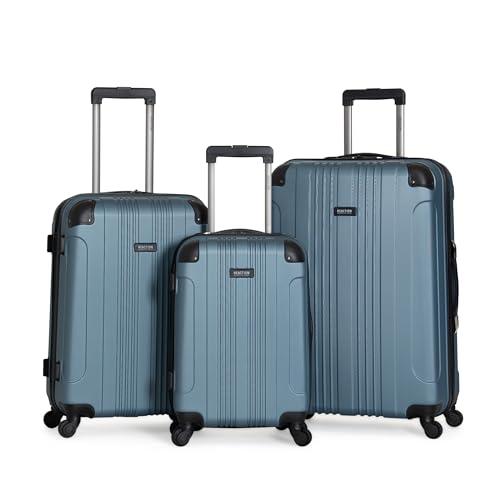 Kenneth Cole REACTION Out of Bounds Lightweight Hardshell 4-Wheel Spinner Luggage, Granite Blue, 3-Piece Set (20", 24", & 28")