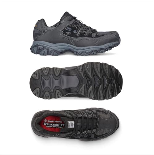 Miniatura de Skechers Cankton Hombre: Calzado de Seguridad con Punta de Acero, Protección EH y Memory Foam (Negro/Carbón) 6