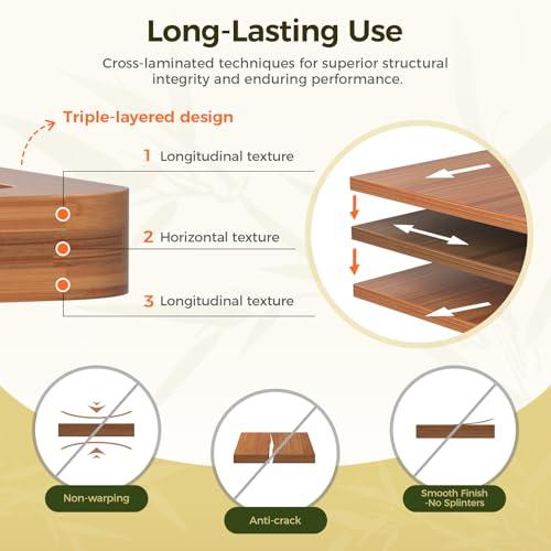 Set de 3 Tablas de Cortar de Bambú con Ranuras y Asas Antideslizantes