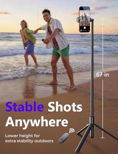 LISEN [0.01s-Open] Phone Tripod for iPhone, 67" Selfie Stick Tripod with Remote, Extendable Cell Phone Tripod Stand, Perfect for Travel Video Recording Live Stream Vlog for iPhone  thumbnail 4