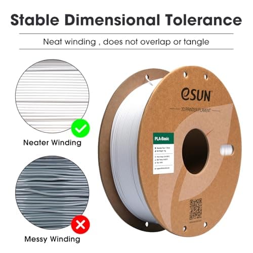 eSUN PLA Basic Filament 1.75mm, 3D Printer Filament High Speed PLA for Fast Printing, 1KG Spool (2.2 LBS) 3D Printing Filament for High Speed 3D Printers, Cold White