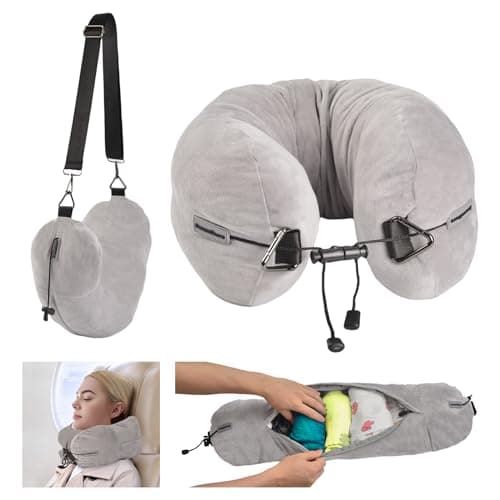 DreamShore Travel Pillow for Extra Luggage: Stuffable Neck Pillow with Adjustable Neck Size | Fits 3+ Days of Travel Essentials | Transformable Carry-On Solution | Soft Velvet Cove