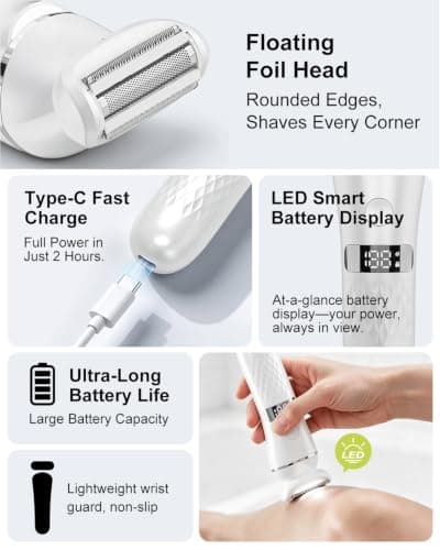 Nova Rix Electric Razor for Women, Wet & Dry Foil Shaver with LED Light