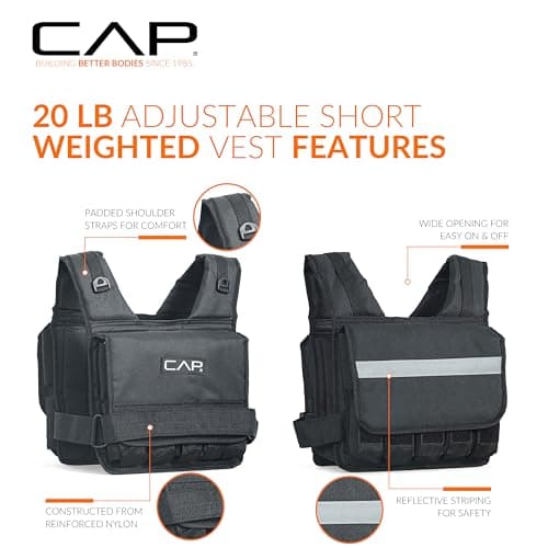 CAP 20 LB Adjustable Weighted Vest – Full Body Workouts, Cardio, Walking & Running, Weight Vest for Men and Women thumbnail 3