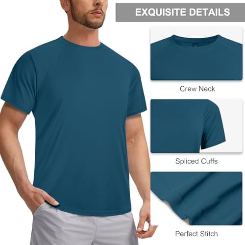 3rd hill Mens Swimming Shirts Short Sleeve UPF 50 Quick Dry Sun Protection Rash Guard Shirts for Fishing Running Dark Blue 3XL thumbnail 4