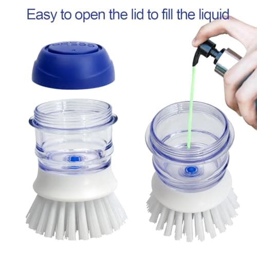 CELOX 2 Pack Dish Brush with Soap Dispenser Soap Dispensing Palm Brush for Cleaning Pots, Dishes thumbnail 4