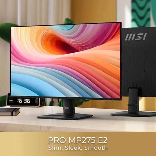 msi PRO MP275 E2 27-inch IPS 1920 x 1080 (FHD) Gaming Office Monitor, 120Hz, Free-Synch, HDMI, DisplayPort, VGA Port, VESA Mountable, Tilt, Speaker, 4-Side Slim Bezel 1ms, Black thumbnail 2