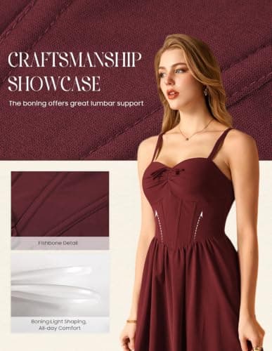 Scarlet Darkness Corset Midi Dress Women Cocktail Party Milkmaid Sundress thumbnail 4
