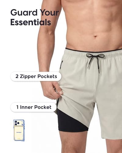maamgic Mens Swim Trunks 9 Inch Compression Liner Quick Dry Board Shorts