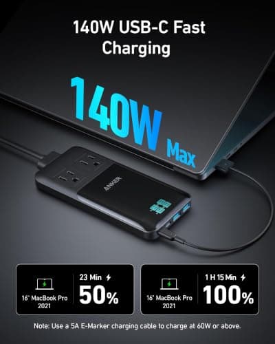 Estación de Carga Anker Prime 140W 6 en 1 con 2 USB-C