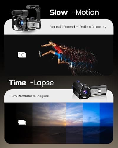 Cámara de Video 5K UHD 64MP para Vlogging YouTube con Pantalla Táctil, Visión Nocturna y Accesorios