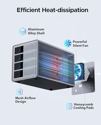 ORICO USB 3.0 Hard Drive Enclosure 4 Bay External Direct Attached Storage Max up to 88TB with Tray Lessing and Safety Lock for 3.5 inch SSDs HDDs ( Alluminum Alloy) -9848U3 thumbnail 5