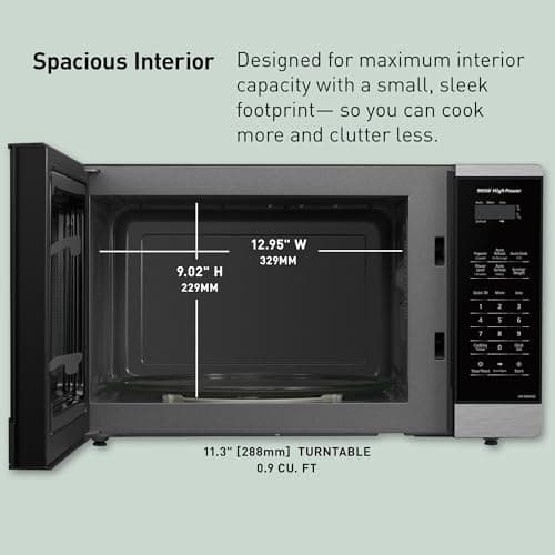 Panasonic Countertop Microwave Oven, 900W, 0.9 Cu. Ft., Sensor Cook and Reheat, 10 Power Levels, Auto Defrost, Keep Warm, Child Lock, Black Stainless Steel - NN-SB44QS thumbnail 4