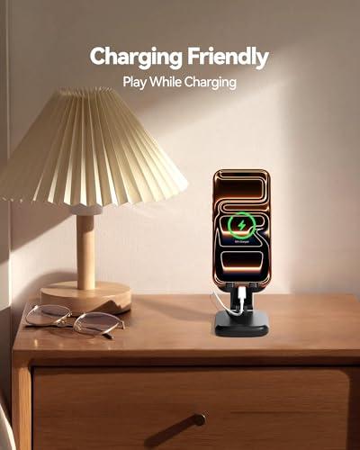 2 Pack Cell Phone Stand for Desk, iPad Stand [Height Adjustable & Upgraded Stable Base] Foldable & Non-Slip Silicone Pad Phone Holder, iPhone Stand for All Smartphones, iPad | Offi