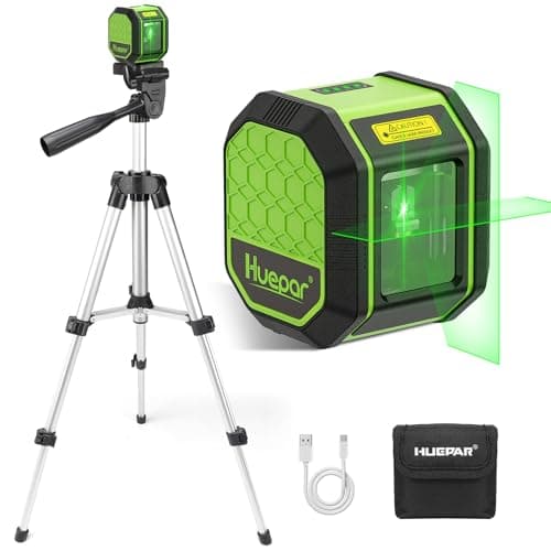 Nivel Láser Huepar Autonivelante Línea Verde 100Ft con Trípode, Recargable – ¡Regalo Ideal!