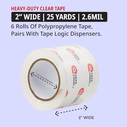 Tape Logic Heavy Duty Packing Tape with Dispenser (6 Refills) – 2.6 Mil Thick Clear Shipping Tape, 2 in x 25 yd – Strong Industrial Adhesive for Moving Boxes, Mailing, & Shipping P thumbnail 2