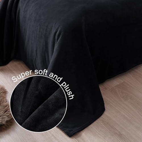 Exclusivo Mezcla Fleece Black Throw Blanket for Couch, Sofa, Super Soft and Warm Blankets, All Season, Cozy, Plush, Lightweight, 50x60 Inches thumbnail 5