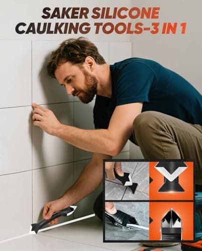 Saker Silicone Caulking Tool 3-in-1 Grout Removal Tool and Sealant Finishing Scraper with Stainless Steelhead, Caulk Remover and Seam Repair Kit for Bathroom, Kitchen, Floor, Windo
