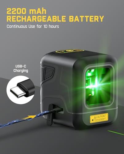 Fanttik D2 Pocket Green Laser Level, 100 ft Self-Leveling Cross Line Laser, Type-C Rechargeable, Rotatable 360 Degree, Pulse Mode, Magnetic Bracket, Carrying Pouch, for Picture Han thumbnail 2