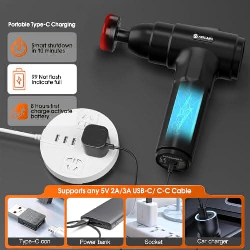 Miniatura de Pistola de Masaje con Calor y Percusión de Tejido Profundo 8