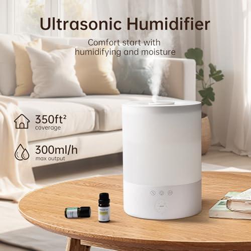 YOGIN Humidifiers for Bedroom Large room,Top fill 2.5L Ultrasonic cool mist Humidifiers for Baby Nursery and Plants,Up to 24 Hours, 24db Quiet,Night Light, Auto Shut Off, Easy Clea