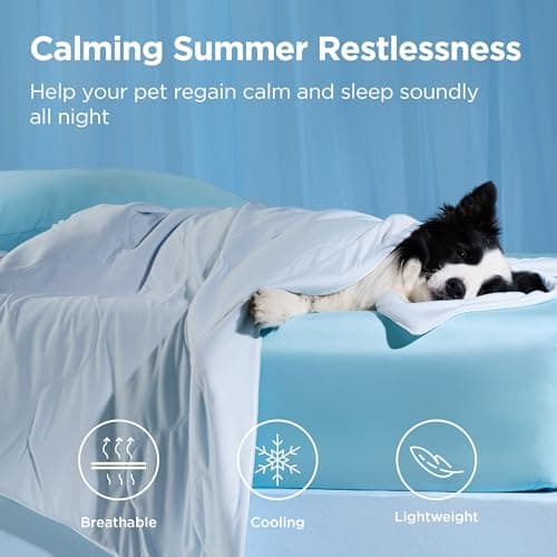 Bedsure Cooling Blanket for Large Dogs with Breathable Air-Core Fill Q-MAX>0.4 - Dog Cooling Mat Soft for Couch, Lightweight Pet Cat Throw Cold Blanket Washable for Summer, Arctic  thumbnail 4