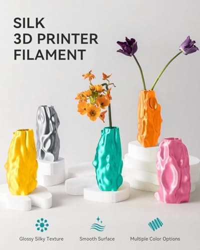 3D Printer Silk Filament, SUNLU Shiny Silk PLA Filament 1.75mm, Smooth Silky Surface, Great Easy to Print for 3D Printers, Dimensional Accuracy +/- 0.02mm, Silk Light Gold x4 4KG thumbnail 2