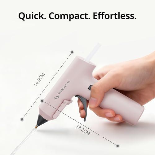 Tilswall Cordless Hot Glue Gun, Fast Preheating with 2000mAh Built-in Battery Hot Melt Glue Gun, 20 Premium Glue Sticks, Mini Glue Gun Ideal for Crafts, DIY Gift, Repairs Pink thumbnail 2