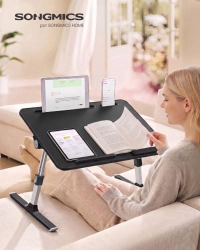 SONGMICS Laptop Bed Desk, Adjustable Lap Desk for Bed with 8 Heights thumbnail 2