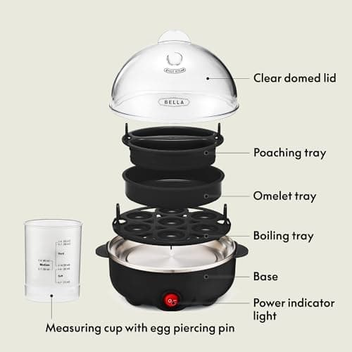 BELLA Egg Cooker, Rapid Boiler & Poacher, Meal Prep Essential, Family Sized Meals: Make Up To 7 Large Boiled Eggs, Dishwasher Safe Lid with Cool-Touch Handles, Poaching Tray Includ thumbnail 3