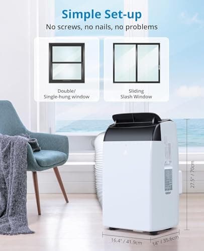 Garvee 14000 BTU Portable Air Conditioner, 3-in-1 Indoor AC Unit with Cooling, Dehumidifier, Fan, Follow Me, 24-Hour Timer, Remote Control & Window Kit for Bedroom, Home Office, Ap thumbnail 8