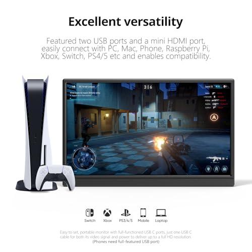 Anyuse Portable Monitor 15.6 Inch 1080P USB-C HDMI Ultra-Slim Travel Monitor with Kickstand, for Laptop, PC, Mac Phone, PS, Xbox, Swich IPS Ultra-Thin Zero Frame Gaming thumbnail 5