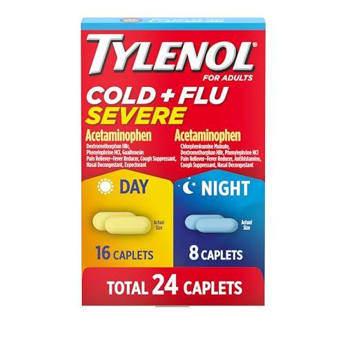 Tylenol Resfriado + Gripe Severo Día y Noche, Alivio Multísíntomas, 24 cápsulas
