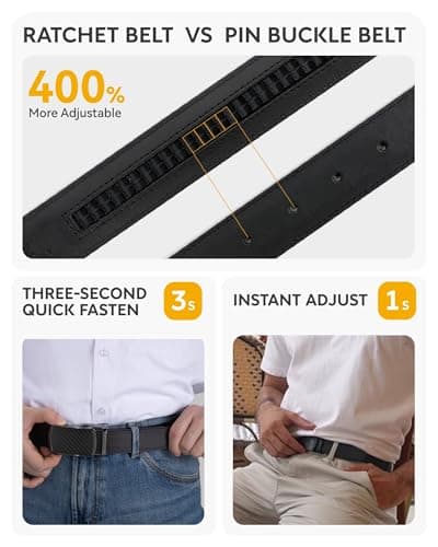 Miniatura de Cinturón de Piel CHAOREN para Hombre - Hebilla Automática (1 3/8") 4