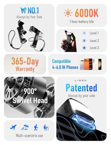 LISEN Airplane Travel Essentials, Cruise Ship Essentials 2026 for Women Men Phone Holder Mount (LED) Airplane Gadgets for Men Women Long Flight Travel Accessories Photographic Ligh thumbnail 10