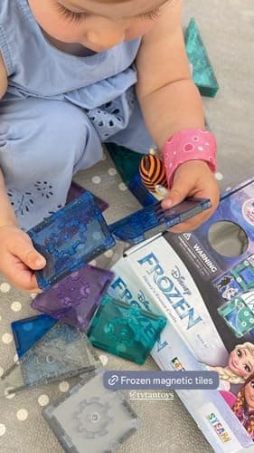 Tytan Toys Disney Frozen Magnetic Tiles Princess Castle - 68-Piece STEAM Building Set with Glitter Tiles & Elsa, Anna, Olaf Stickers - Educational Frozen Toys for Girls Age 3-4+ thumbnail 25