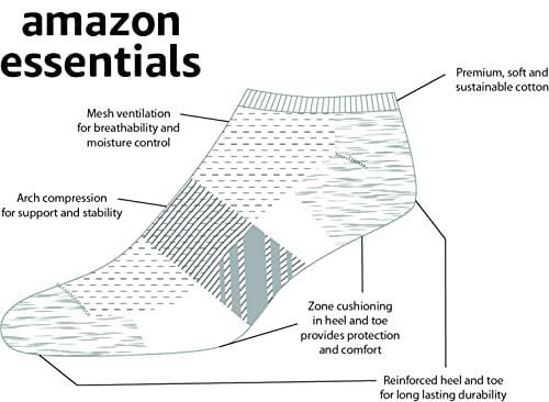 Amazon Essentials Women's Performance Cushioned Breathable Athletic No-Show Sports Socks, 6 Pairs, Multicolor/Solid/Stripe, 6-9 thumbnail 2