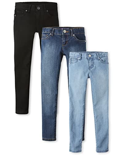 The Children's Place Girls Super Skinny Jeans,Black Wash/Lt Indigo/Victory Blue Wash 3 Pack,6X/7